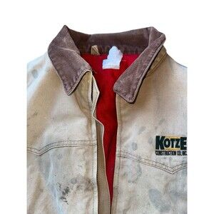 Carhartt Detroit Jacket L Distressed Corduroy Collar Red Quilt Lining Thrashed